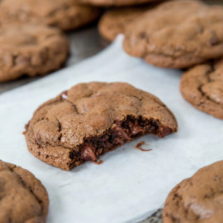 chocolate cookies on a cookie sheet